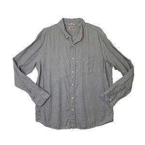 1901 Shirt Mens XL Extra Large Grey Gauzy Linen Long Sleeve Button Down Pocket